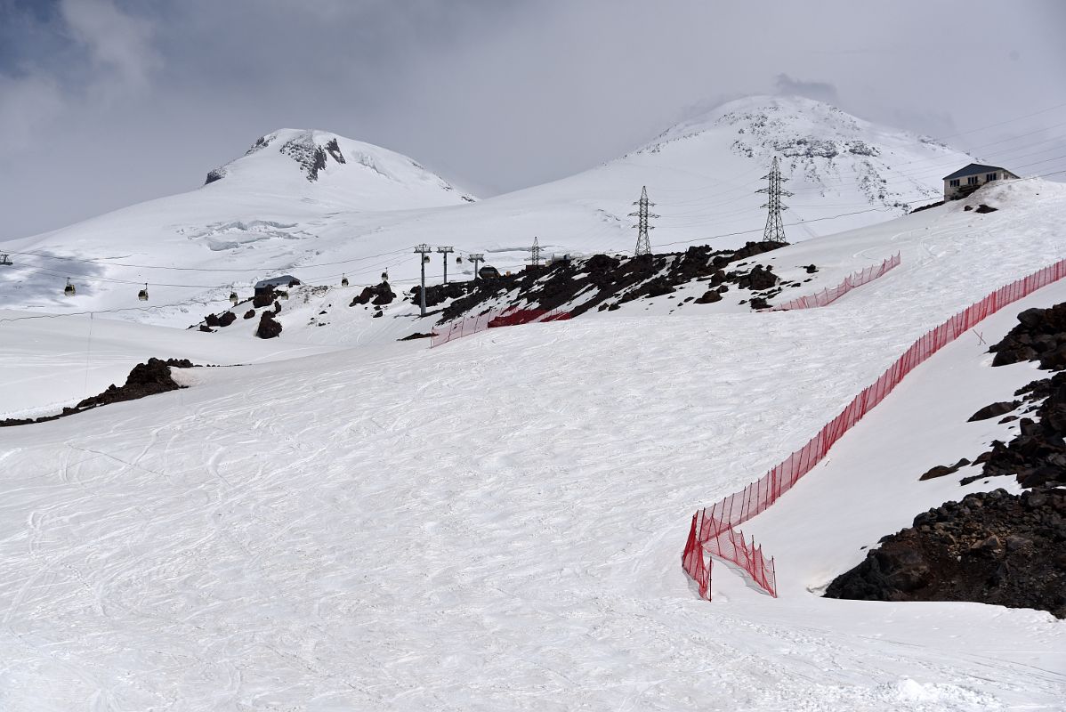 05C My First View Of Mount Elbrus Western And Eastern Summits From The Chair Lift To Garabashi 3730m To Start The Mount Elbrus Climb